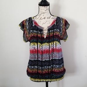 Christopher and Banks multi color chiffon top